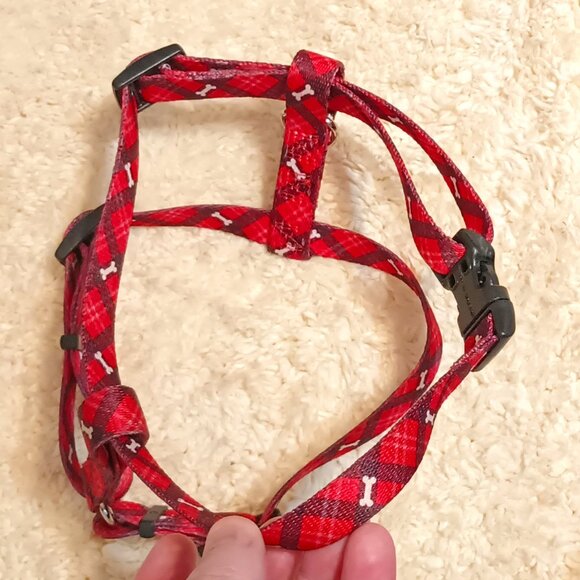 EUC ~Youly Classic Adjustable Dog Harness Red Plaid w/ Small Bones(Size: Medium) - Picture 2 of 7